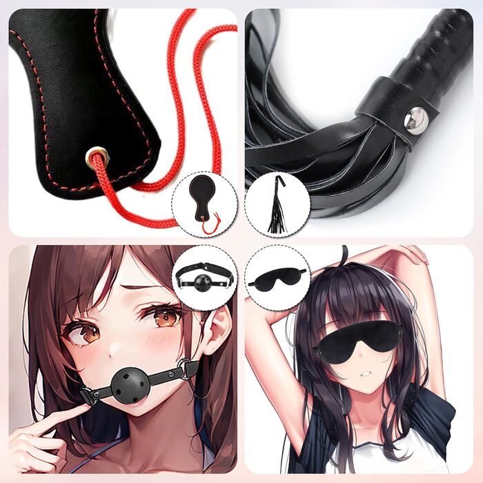 Набір для БДСМ-фетишу: 11шт фетиш-аксесуарів для БДСМ, набір для зв'язування, набір для інтимних ігор, чорний