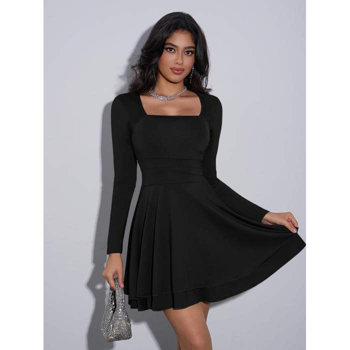 Чорне міні-плаття Cicy Bell з квадратним вирізом та рюшами, XXL