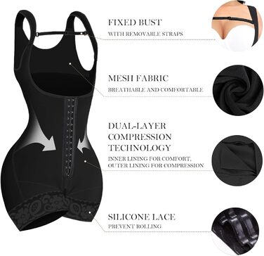 Корсет-боді YIANNA для фігури, чорний, відкрита лінія декольте, XXL. Формувальна білизна, мідеркорсет, shaping bodysuit, fajas coombianas