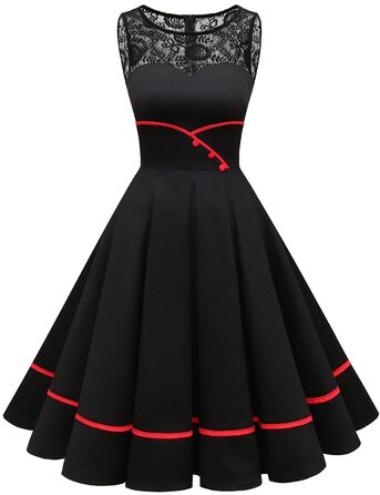 Сукня коктейльна Bbonlinedress Rockabilly чорна, 50-ті роки, мереживо, без рукавів, приталена (M)