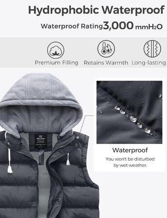Чоловічий зимовий жилет Wantdo Outdoor з капюшоном, стібаний, сірий (розмір M)