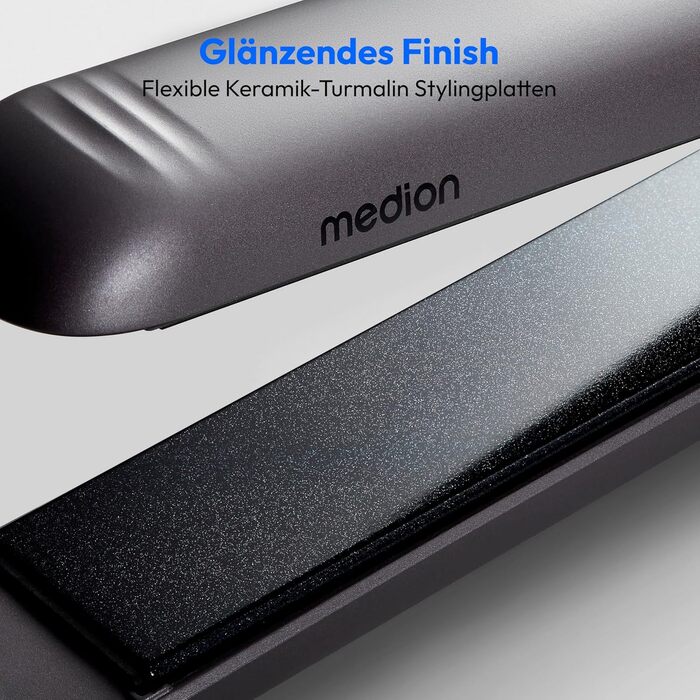 Випрямляч для волосся MEDION HS1 з дисплеєм, 5 рівнів температури (165-210°C), датчиком температури та силіконовим чохлом, чорний