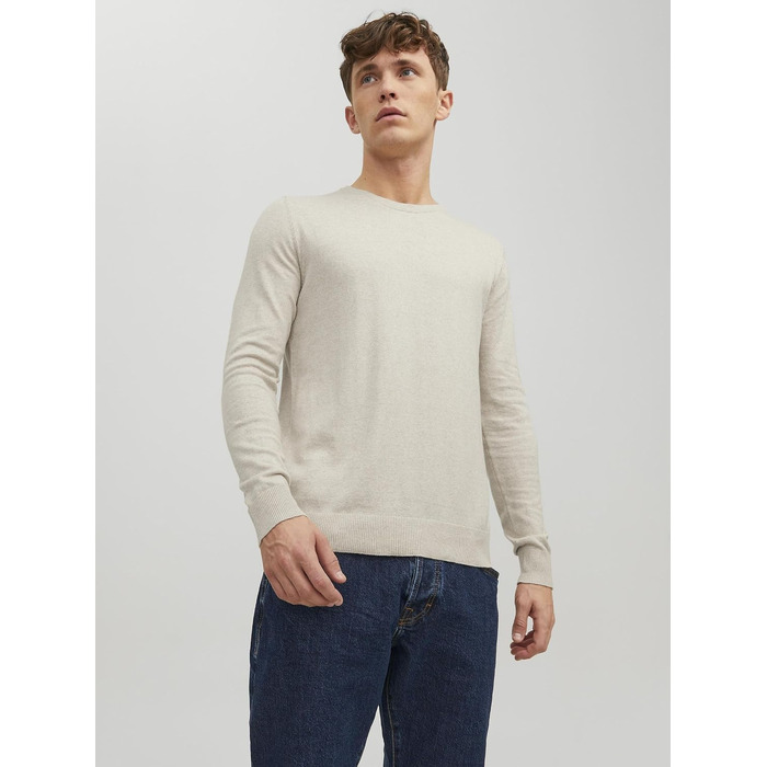 Чоловічий в'язаний светр Jack & Jones Jjeemil Knit Crew Neck Noos, колір Oatmeal (вівсяний)