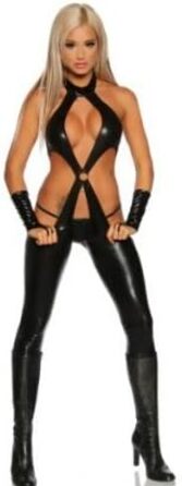 Комбінезон Sareisa Hot Wetlook 18041 Чорний, S - Сексуальний жіночий костюм з ефектом мокрого блиску