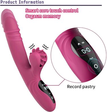 Вібратор для жінок з 9 функціями, нагрівання, силікон, дільдо, масажний стрижень, рожевий