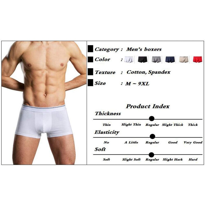 Боксерські шорти чоловічі Kliy (4 шт.) з бавовни, дихаючі, модні, сексуальні, для чоловіків