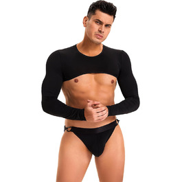 Костюм для чоловіків Ohmydear: сексуальна спідниця з довгим рукавом з шовку та шорти, чорний, XL