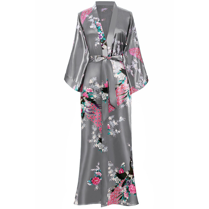 Халат жіночий довгий шовковий, квітковий принт, Babeyond. Ідеальний для дому, відпочинку та вечірок. Однорозмірний.