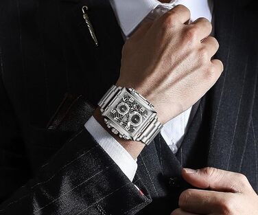 Чоловічий наручний годинник OLEVS Chronograph (2958 Срібло) — класичний кварцовий годинник з японським механізмом, шкіряним ремінцем, календарем та водою стійкістю