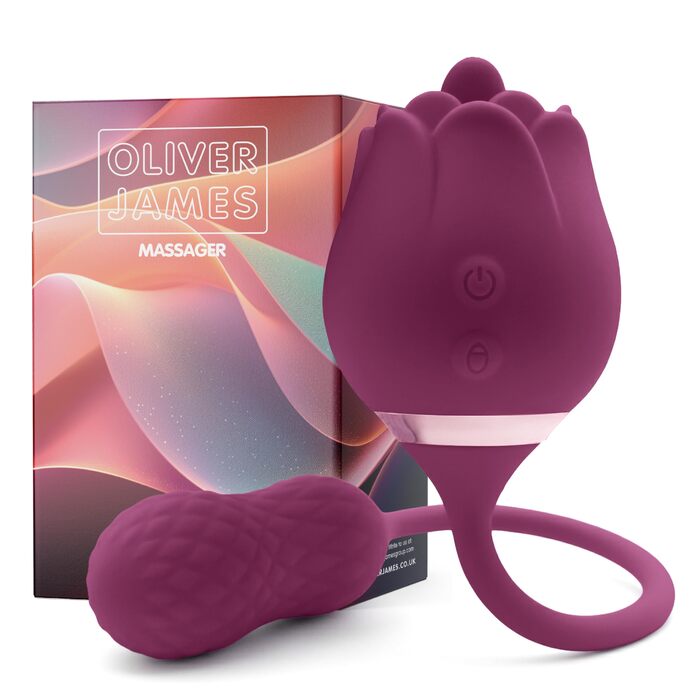 Вібратор-дилда 2-в-1 Rosen від Oliver James - жіноча інтимна іграшка, 10 режимів вібрації, водонепроникний, USB-зарядка (фіалковий, темно-фіолетовий)