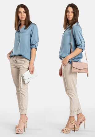 Жіноча сумка-клатч Caspar Elegante з натуральної м'якої шкіри наппа, вечірня сумка через плече Premium Line, темно-синя, Made in Italy