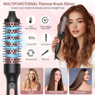 Мультистайлер для волосся 6 в 1 UKLISS Air Styler Set: фен з дифузором, насадки для завивки, круглі щітки та випрямляч, 1000 Вт, LCD-дисплей, жовто-чорний