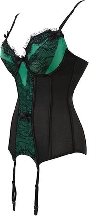 Корсет-топ бюстгальтер: сексуальна спідня білизна з мереживом та сіткою, Push Up, для корекції талії, готичний стиль, колір зелений, розмір L