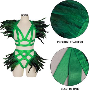 Жіночий корсет з пір'ям BBOHSS, набір аксесуарів у стилі готичний панк, для Burning Man, білий
