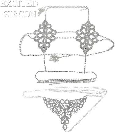 Жіноча тілесна прикраса Vnook: сяюча кристальна мерехтлива тілесна ланцюжок для бюстгальтера та трусиків, мерехтлива біжутерія для декорування тіла