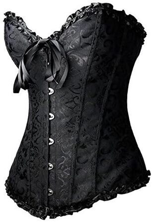 Корсетний топ PhilaeEC для жінок, великі розміри, атлас з квітковим візерунком, з кісточками, бюстгальтер-ліф, чорний