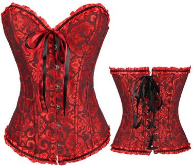 Корсет жіночий сексуальний, корсаж вінтажний готичний, бюстгальтер корсет у стилі стимпанк, топ корсет для жінок з великою грудьми, корсаж-шнурівка, талія, спідня білизна, корсет поверх бюсту, корсет вампір (4XL, червоний)
