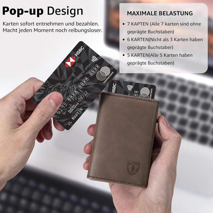 Чоловічий гаманець з RFID-захистом та Pop-up картницею, портмоне з магнітним замком, відділенням для монет та купюр, коричневий