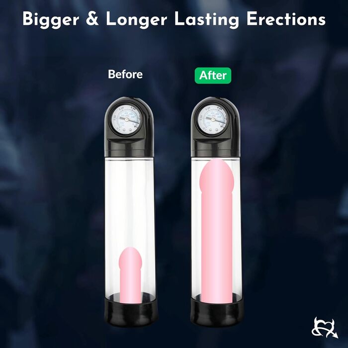 Пумпа для збільшення статевого члена з ручним приводом, 2 кільця, механізм натягу, барометричний дисплей, секс-іграшки для чоловіків, 22 см, прозора