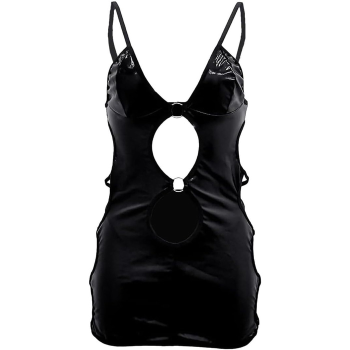 Чорна сукня з еластичної шкіри (латексу) для вечірок та клубів, великі розміри S-M