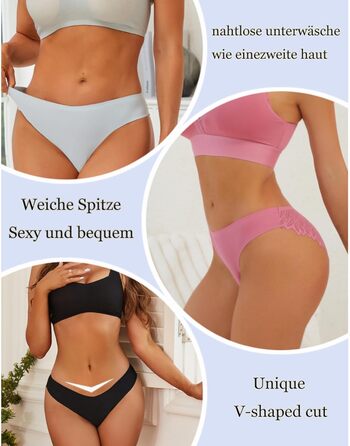 Набір трусиків FINETOO Seamess Sips: 6 шт. мереживні трусики, трусики-хіпстері, V-подібний вигин, S-X (C-6er, XL)