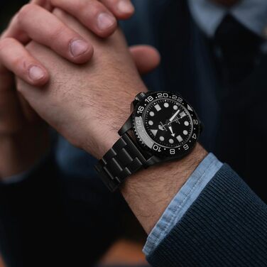 Сталевий ремінець для годинника BISONSTRAP з високоякісної сталі 316L, конічної форми, з розкладним замком, чорний, 19мм