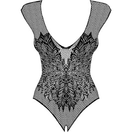 Тіло Obsessive чорного кольору з відкритим дизайном та візерунком, прозорий, еластичний, розмір XL/XXL