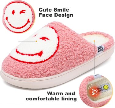 Зимові домашні капці SMILEYWORLD® з ефектом пам'яті Memory Foam, м'які плюшеві пантофлі для жінок та чоловіків, біло-рожеві, розмір 38/39 EU