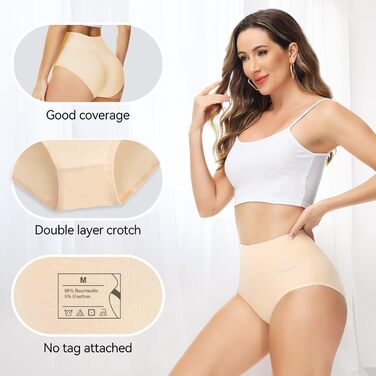 Труси жіночі бавовняні з високою талією, 5 шт. від Unterhoen - дихаючі, еластичні, м'які (чорний*3+сірий*2) (S, чорний*2+нюдовий*2+білий*1)