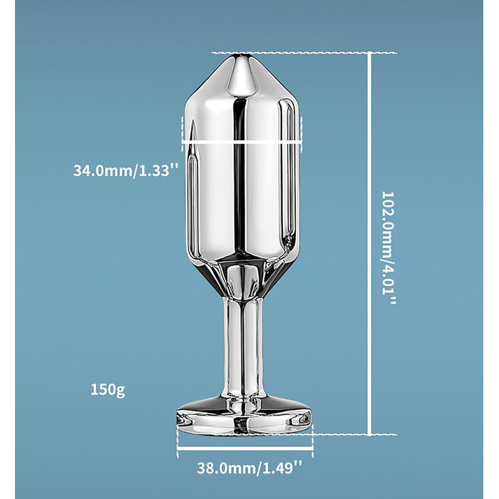 Анальний плагін Linman Metall Konischer для жінок. 3 розміри, діамантовий цоколь. Холодна та гаряча стимуляція. SM-іграшка. Анальні розширювачі. (Синій)