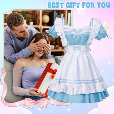 Костюм французької служниці: комплект для косплею та карнавалу (блакитний, 4XL)