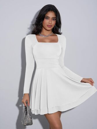Cicy Bell: міні-сукня з квадратним вирізом та воланами, біла, XL