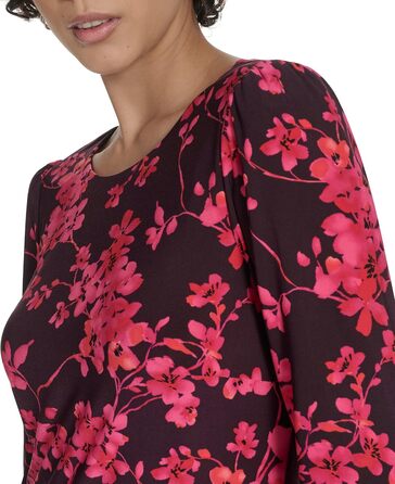 Сукня Tommy Hilfiger Autumn Blossom приталена 3/4 рукав, баклажан/багатобарвна