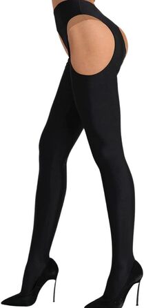 Чорні панчіх-зачіпники Miss O з поясом XL