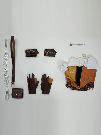 Костюм для косплею Mobbunny: сексуальний боді з поясом, рукавичками та сумкою, середньовічний стиль, Halloween, коричневий