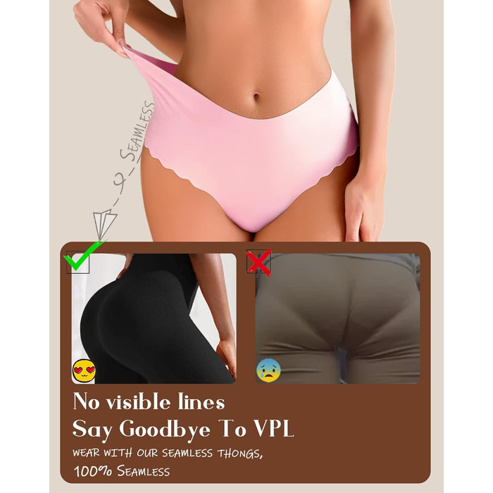 Тонгі жіночі, висока талія, безшовні, 6 шт. у наборі, хвилястий край, сексуальні труси, F - багато кольорів, розмір L