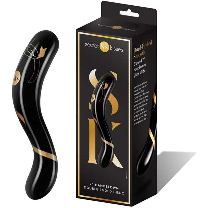 Чорний дилда Secret Kisses 7 дюймів, виготовлений вручну, подвійний наконечник