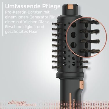 Стайлер-фен 2-в-1 Rowenta Ultimate Experience CF9620F0 з іонізацією та 3 насадками-щітками, Pro Keratin, чорний/рожеве золото