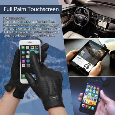 Шкіряні рукавички для чоловіків GSG SINCE 1998 з підтримкою Touchscreen, розмір XL, колір чорний