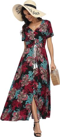Сукня максі А-силуету VintageClothing жіноча чорно-квіткова (S)