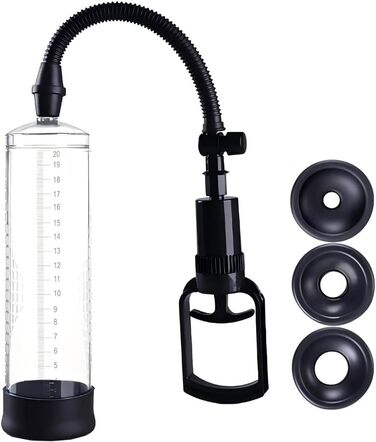 Ручний пеніс-насос з силіконовою іграшкою та 3 насадкою-чохлом. Манометр та шкала. Для збільшення та покращення ерекції. Для чоловіків.