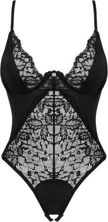 Сексуальний жіночий комплект нижньої білизни Selente Love & Fun: боді, боді-отворт та шовкова маска для очей, виготовлено в ЄС. Білий комплект, відкритий дизайн (XL-XXL, чорний з квітковою мереживом-отворт)