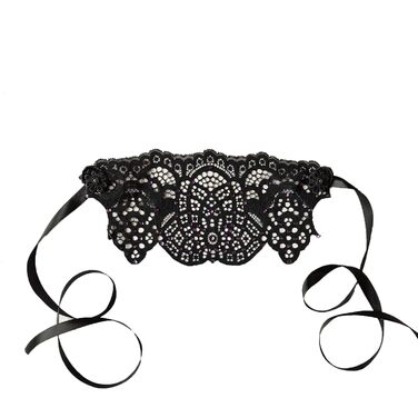 Чорна мереживна маска для жінок з чорними стразами, елегантна маска на пів обличчя, маска для маскарату та карнавалу, мереживна вечірня маска з гумкою (Чорний (фіолетові стрази))