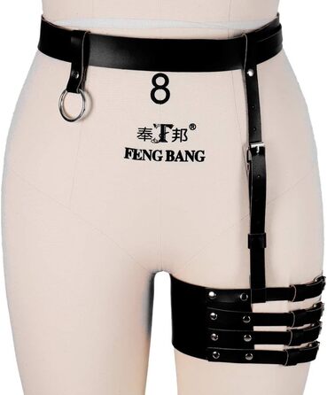 Жіночий шкіряний поясок для панчіх, корсет, боді-кейдж, чорний