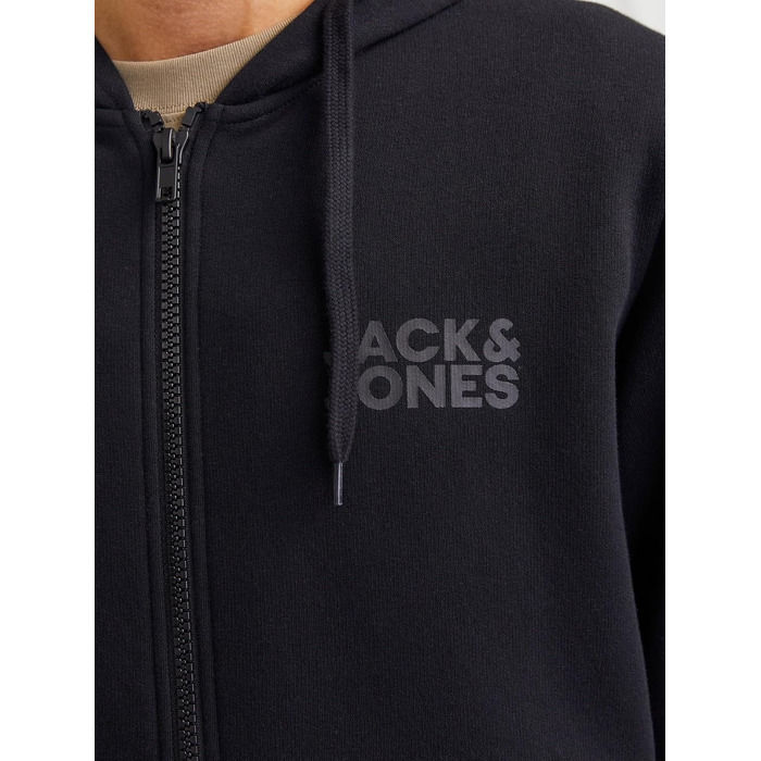 Чоловіча толстовка-худі на блискавці Jack & Jones Jjecorp Logo Sweat Zip Hood, чорна, розмір L