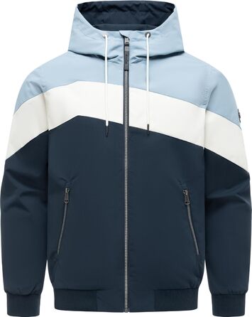 Чоловіча легка демісезонна куртка Ragwear Stewie Block: водонепроникна та дихаюча з капюшоном, Dusty Blue, розмір S-4 (M)