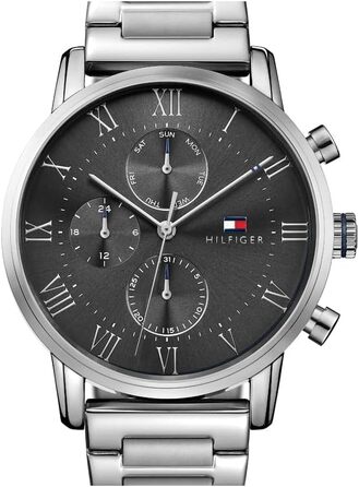 Чоловічий кварцовий годинник Tommy Hilfiger Multi з багатофункціональним циферблатом, сталевий браслет, колір Grey Metal