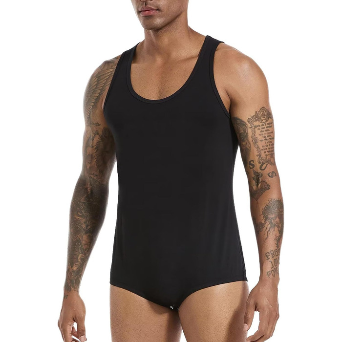 Чоловічий безрукавний боді-піжама Landofgenie з бавовни, чорний, розмір M