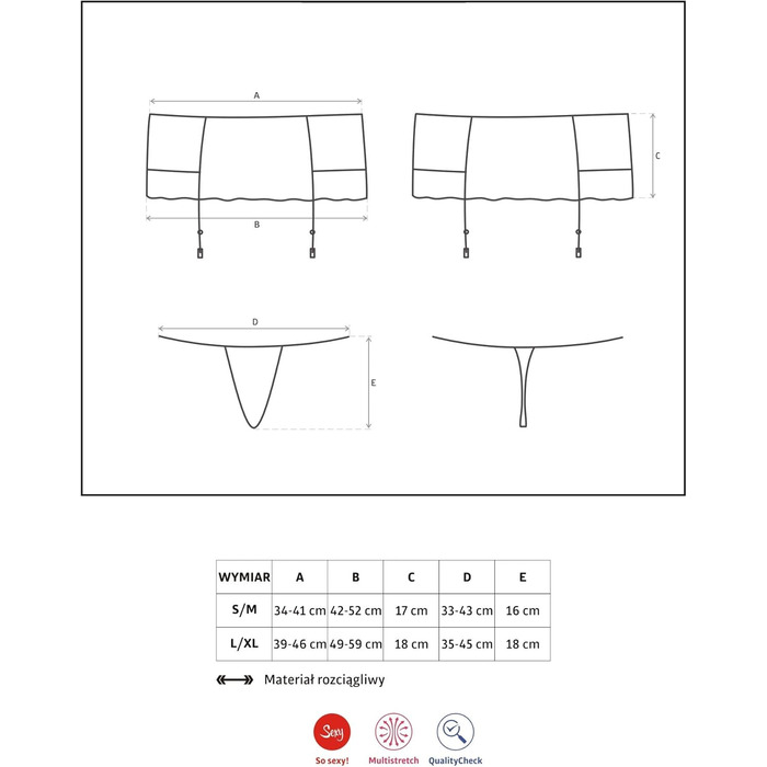 Сексуальний жіночий комплект спідньої білизни Selente Love & Fun з корсетним поясом (танга/шкарпетки опціонально), чорний, L-XL, Made in EU