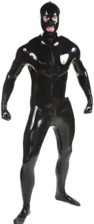 Костюм-боді з латексу Gaylop з маскою, рукавичками та ногами, чорний, 3XL